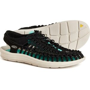 Keen Uneek Sport Fisherman Sandals Mens Size 10 Black Bright Aqua Boat Shoes NEW